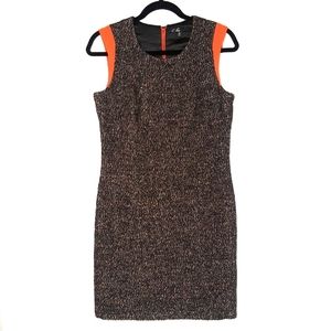 C. LUCE Wool Retro Orange Brown Mix Print Sleeveless Dress Small